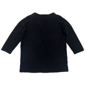 Dressbarn Black Ribbed 3/4 Sleeve Mock Neck Top - Size Large